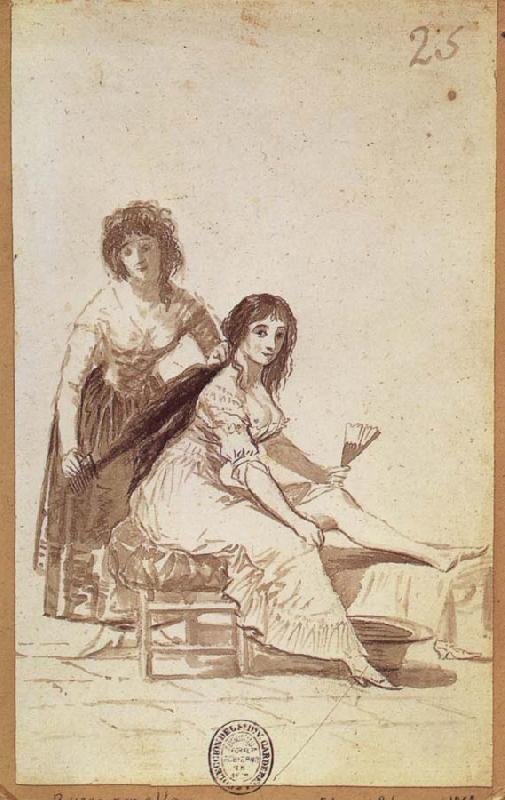 Francisco Goya Maid combing a  Young Woman-s Hair oil painting image